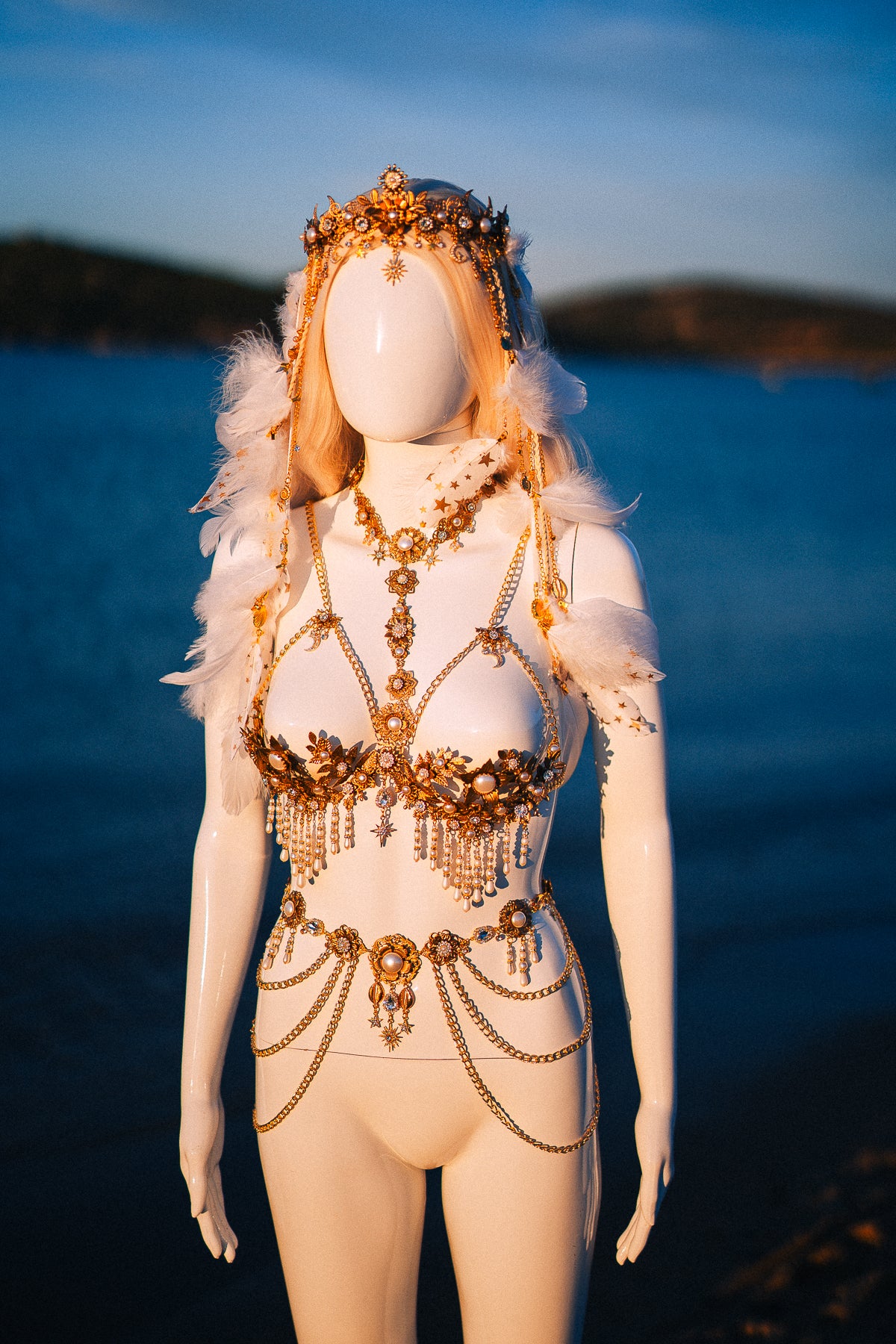 Celestial Moon Goddess Pearl Belt Festival Waist Chain