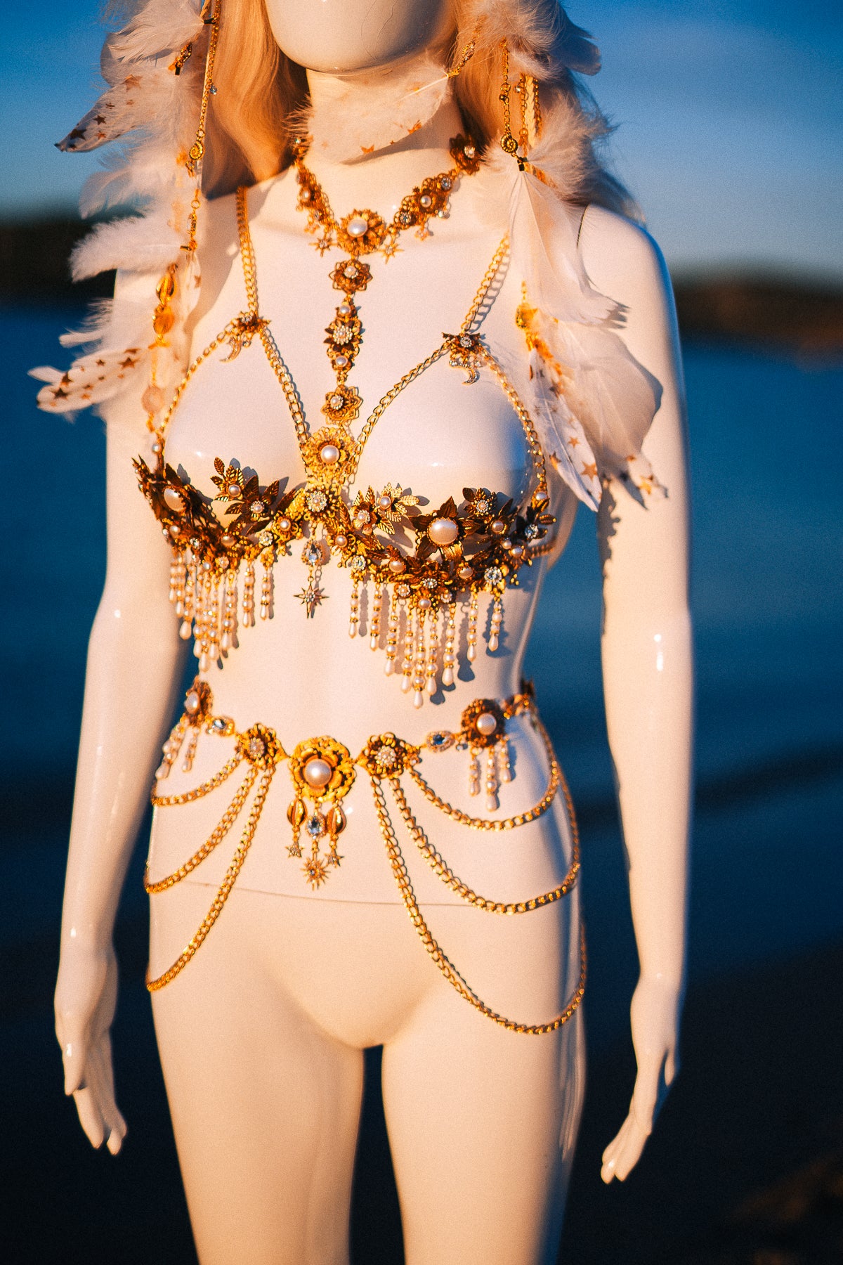 Celestial Moon Goddess Pearl Belt Festival Waist Chain