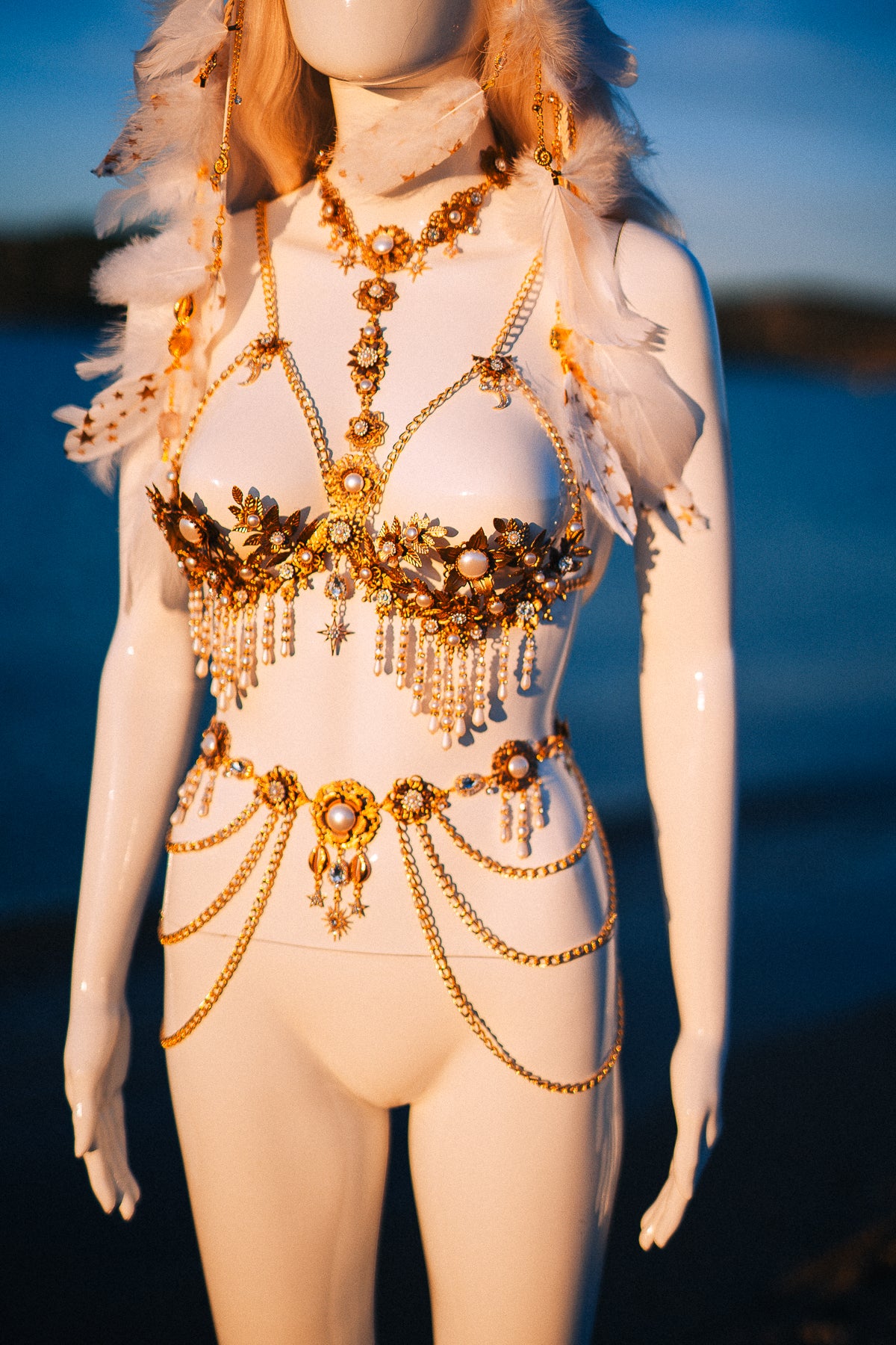 Celestial Moon Goddess Pearl Belt Festival Waist Chain