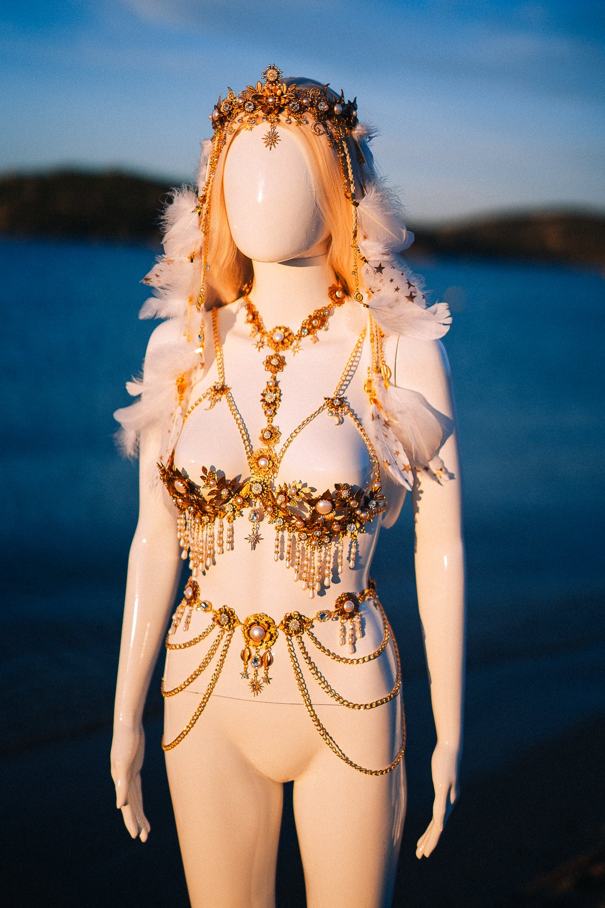 Celestial Moon Goddess Pearl Belt Festival Waist Chain