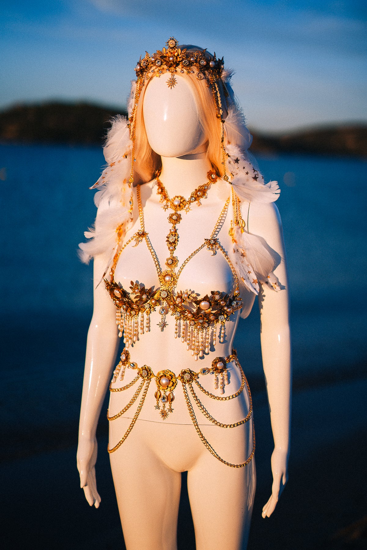 Celestial Moon Goddess Pearl Belt Festival Waist Chain
