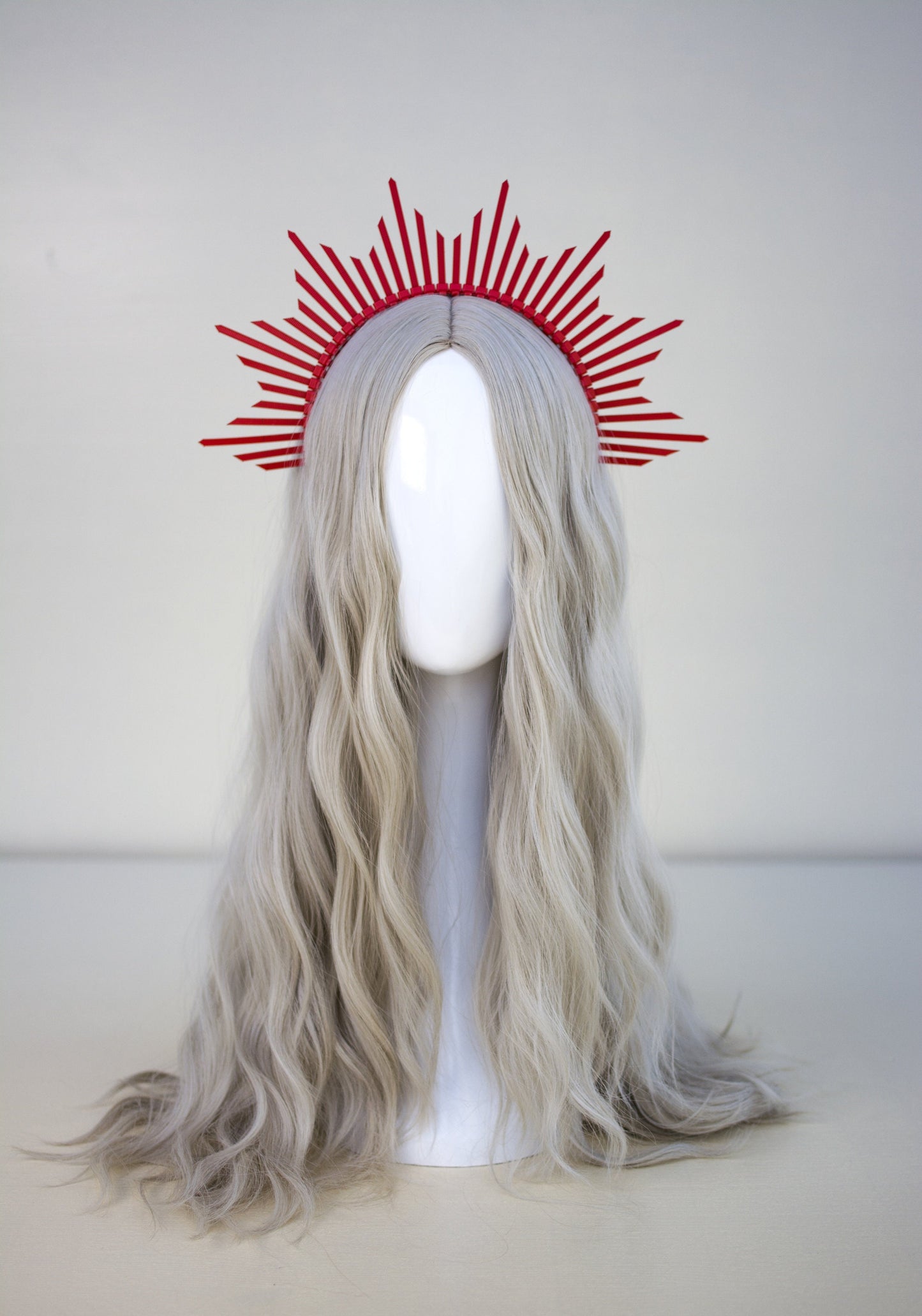 Red Spiked Halo Crown, Gothic Headpiece, Costume Accessory, Rave Style Headband, Festival Outfit, Halloween Costume Crown