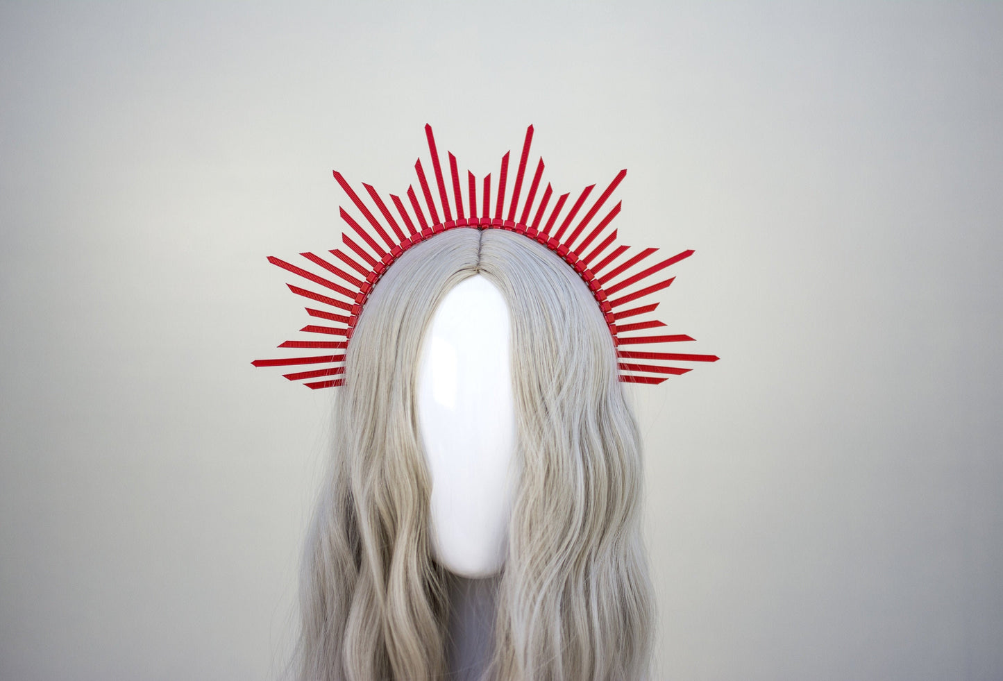 Red Spiked Halo Crown, Gothic Headpiece, Costume Accessory, Rave Style Headband, Festival Outfit, Halloween Costume Crown