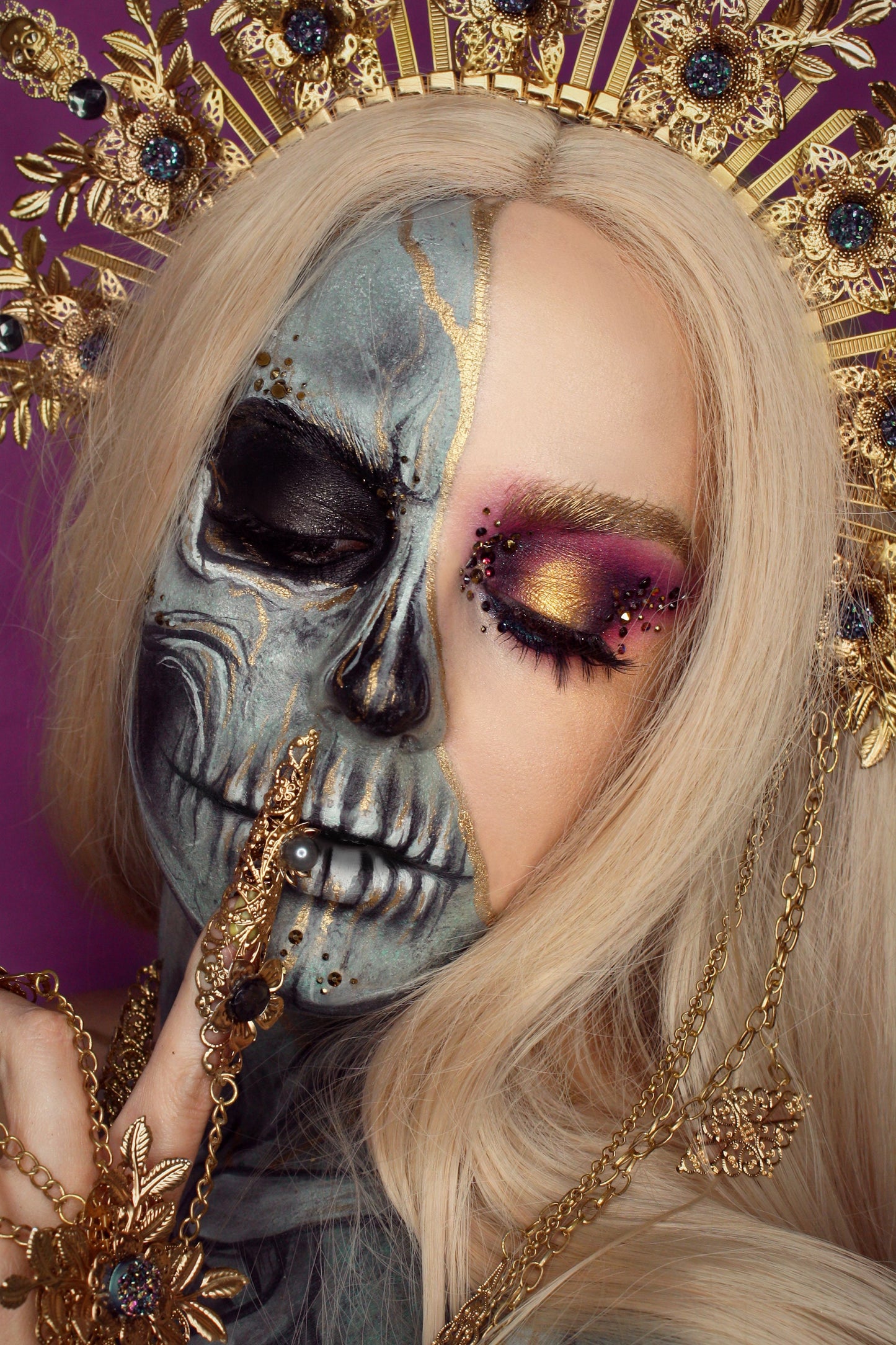 Gold Fingers Jewellery, Gold Bracelet, Nails Jewellery, Halloween, Filigree Jewellery, Gold Fingers, Sugar skull, Photoprops, Finger claws