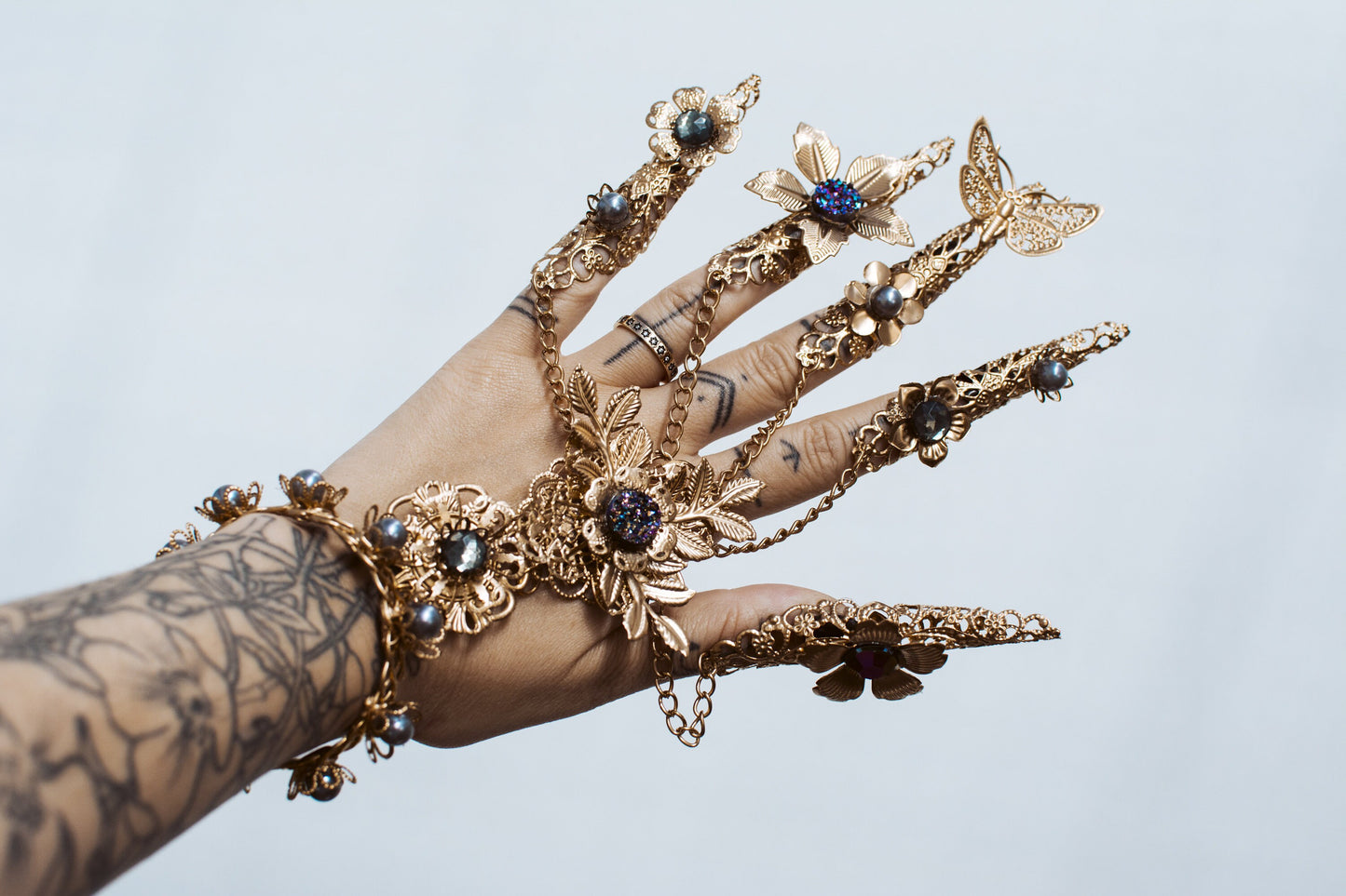 Gold Fingers Jewellery, Gold Bracelet, Nails Jewellery, Halloween, Filigree Jewellery, Gold Fingers, Sugar skull, Photoprops, Finger claws