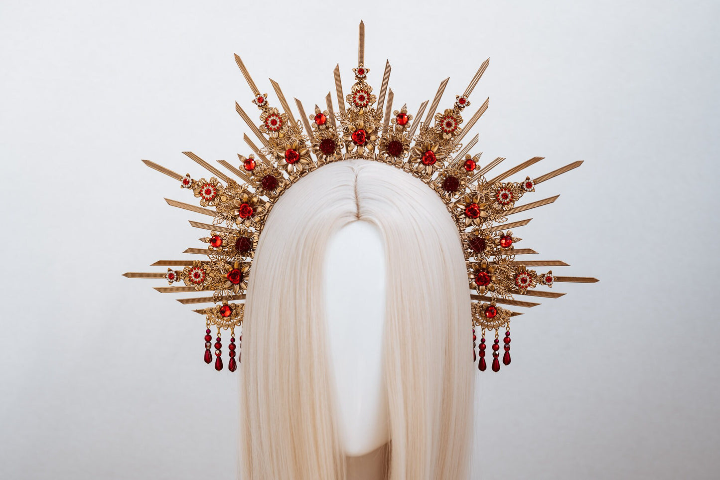 Red Halo Crown, Halo, Halo Crown, Halo Headpiece, Halo Headband, Halo Headlights, Crown, Gold Halo, Headpiece, Wedding Crown, Headband