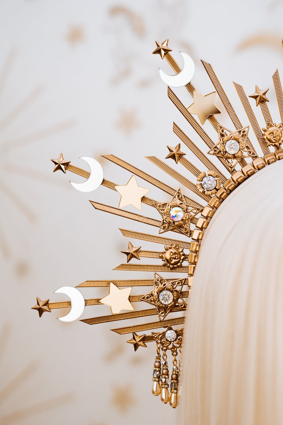 Sun Moon child Halo, Halo, Halo Crown, Halo Headpiece, Halo Headband, Halo Headlights, Crown, Gold Halo, Headpiece, Wedding Crown,Boho Stars