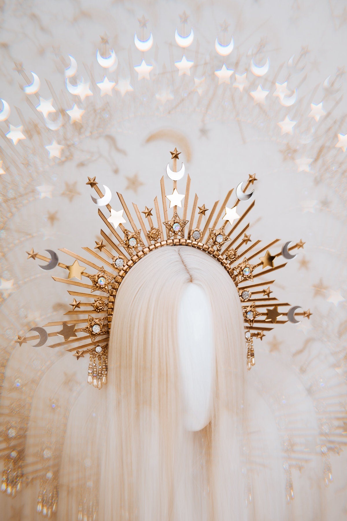 Sun Moon child Halo, Halo, Halo Crown, Halo Headpiece, Halo Headband, Halo Headlights, Crown, Gold Halo, Headpiece, Wedding Crown,Boho Stars