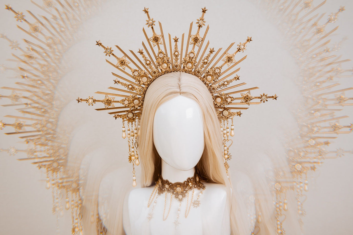 Lace Choker necklace, Gold Choker necklace, Chain Choker necklace, Glamour Choker, Party, Handmade necklace, Body Decoration Photo Props