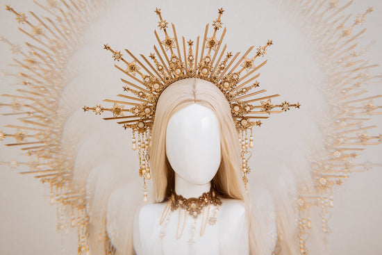 Lace Choker necklace, Gold Choker necklace, Chain Choker necklace, Glamour Choker, Party, Handmade necklace, Body Decoration Photo Props