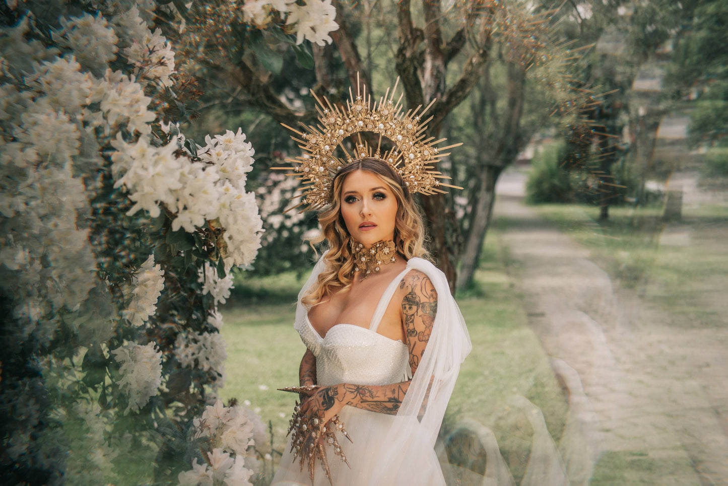 Golden Celestial Bridal Halo Crown Goddess Wedding Headpiece Maternity CARBICKOVA CROWNS Golden Celestial Bridal Halo Crown Goddess Wedding Headpiece Maternity CARBICKOVA CROWNS