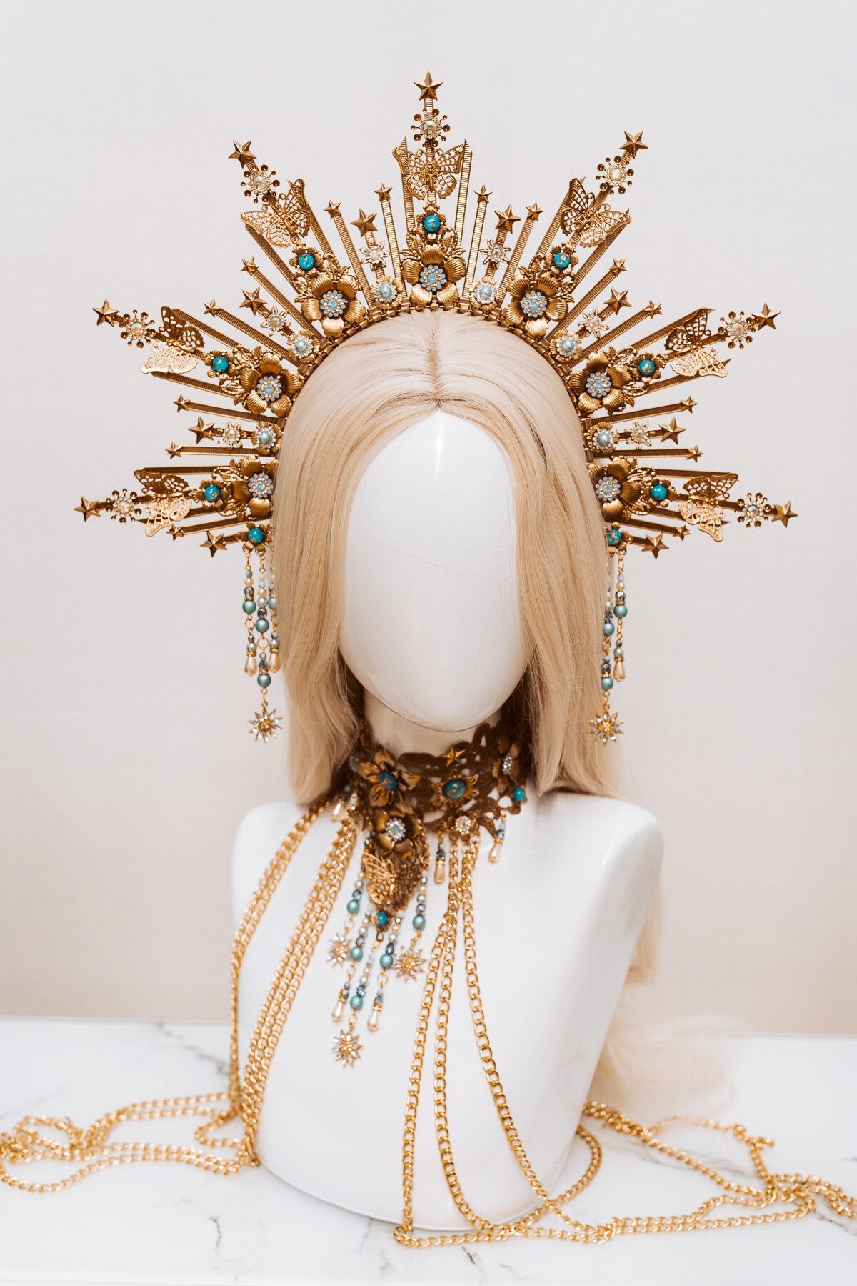 Gold halo with butterflies