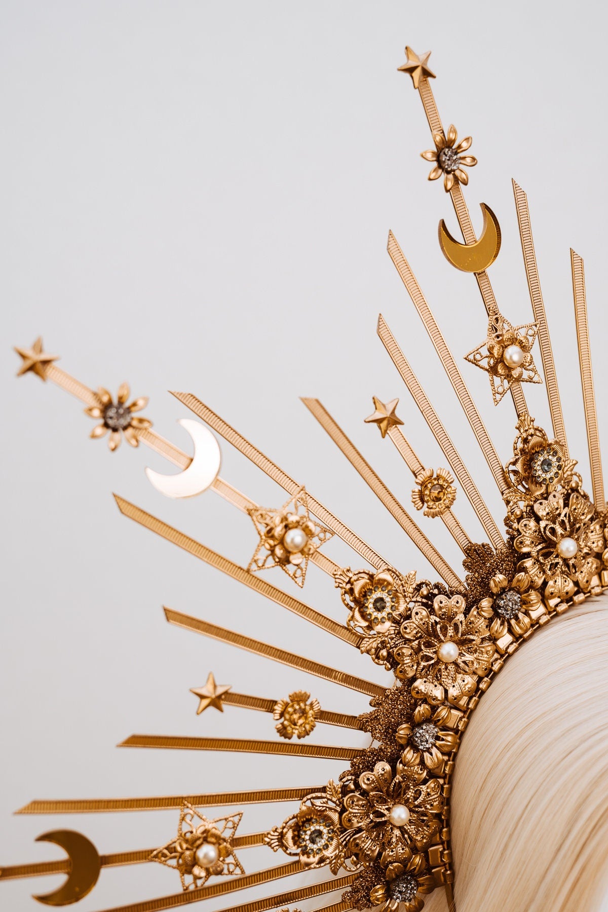 Detail of Celestial wedding crown