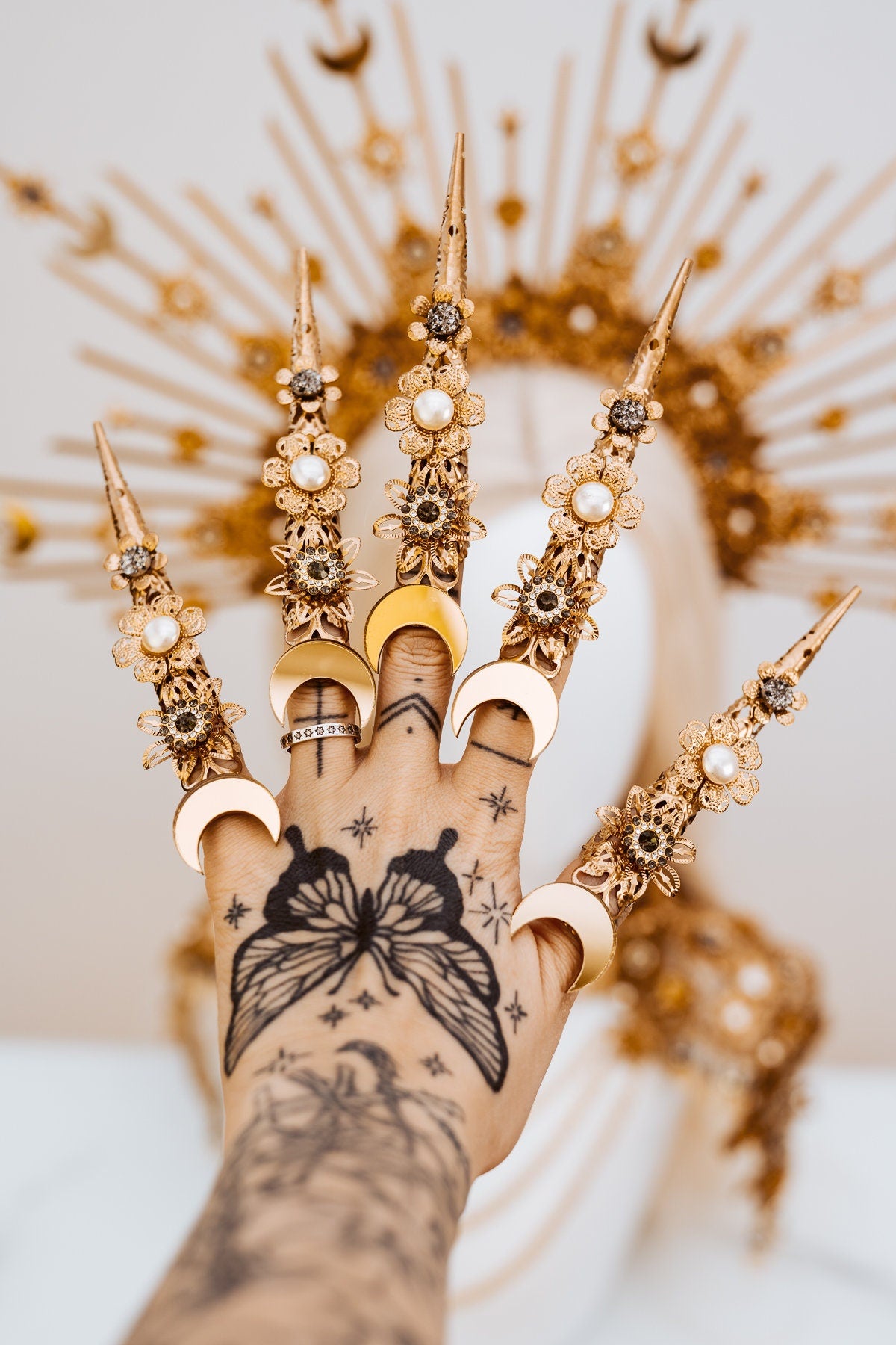 Boho finger claws with moons