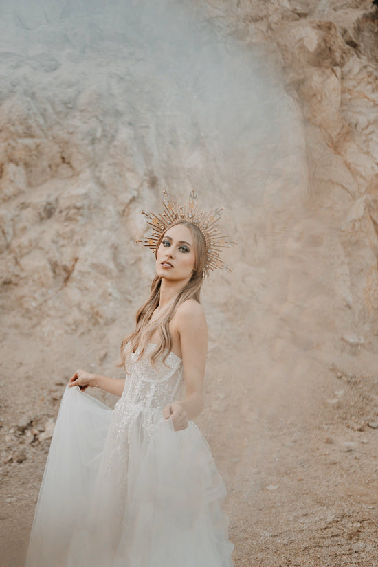 Sun Moon child Halo, Halo, Halo Crown, Halo Headpiece, Halo Headband, Halo Headlights, Crown, Gold Halo, Headpiece, Wedding Crown,Boho Stars