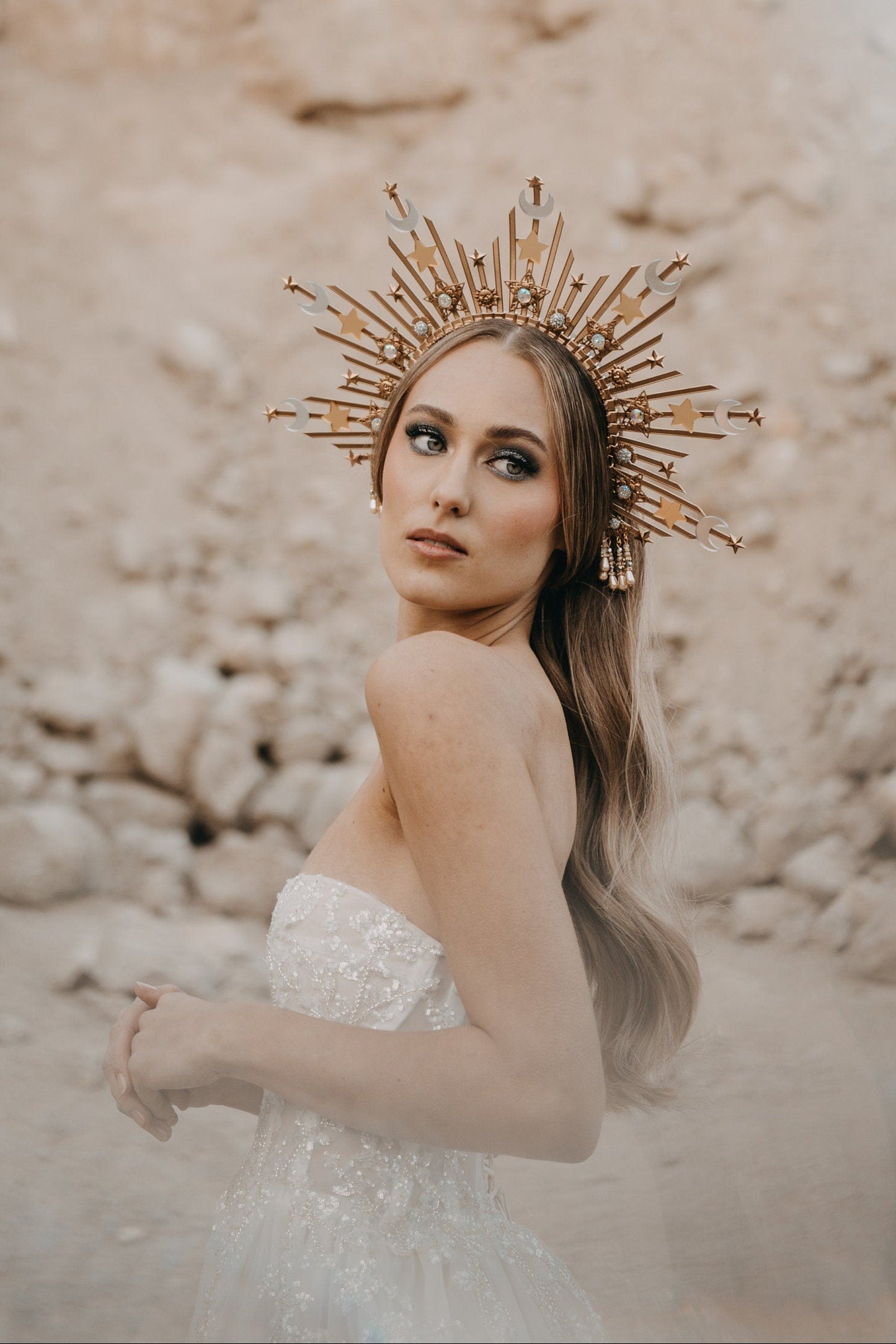 Sun Moon child Halo, Halo, Halo Crown, Halo Headpiece, Halo Headband, Halo Headlights, Crown, Gold Halo, Headpiece, Wedding Crown,Boho Stars