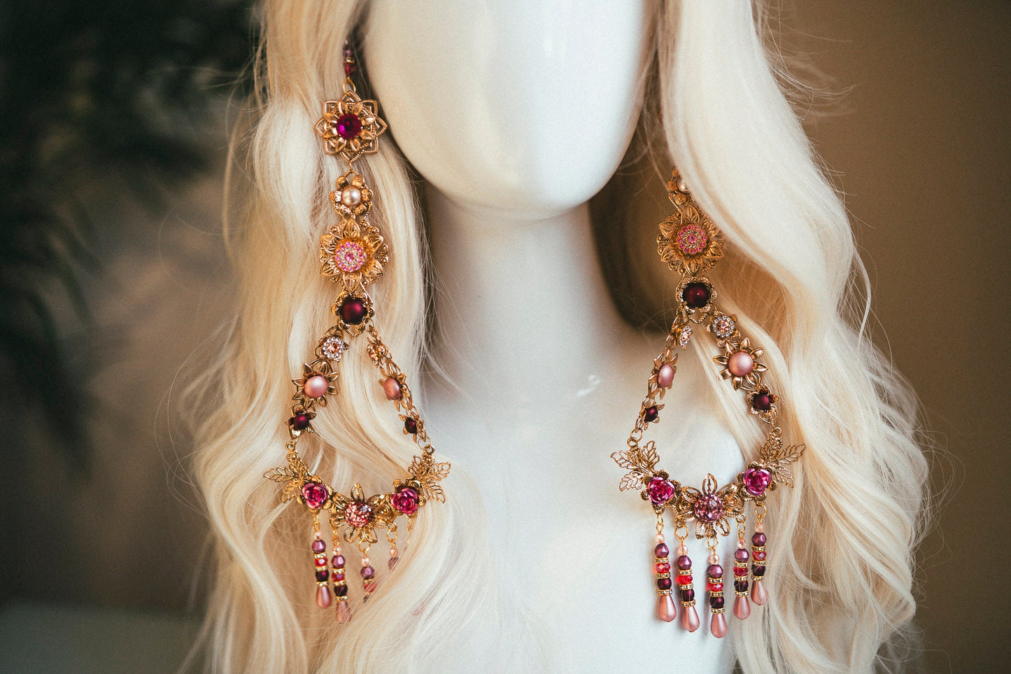 Royal Statement Earrings, Gold Earrings, Celestial Jewelry, Bridal Earrings, Festival Accessories, Handmade Earrings, Luxury Wedding Jewelry