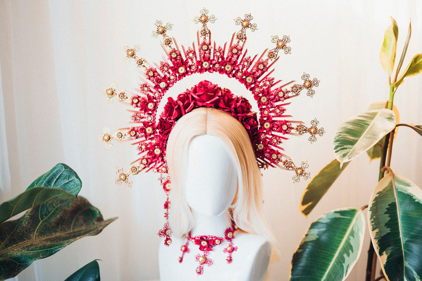 Red Choker necklace, Gothic Choker necklace, Lace Choker necklace, Glamour Choker, Madonna Collection, Lace necklace, Photo props, Wedding