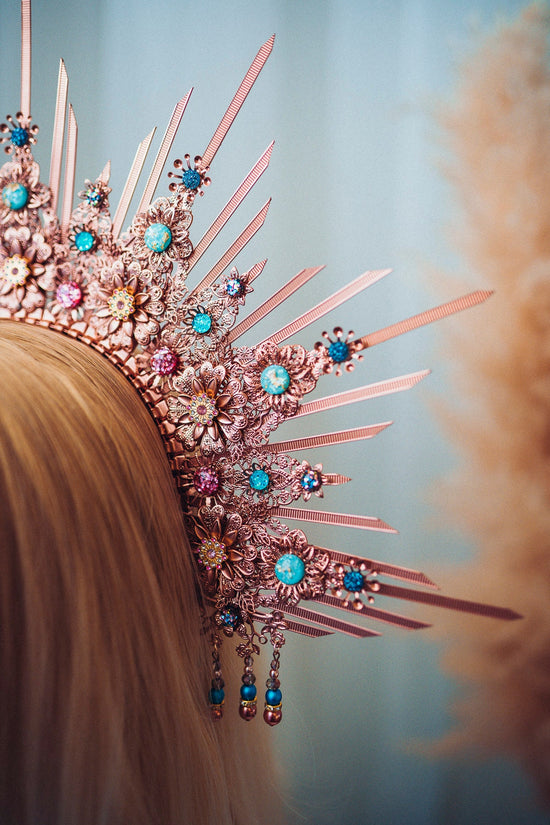 Rose gold crown, Halo Crown, Halo Headpiece, Halo Headband, Halo Headlights, Headpiece, Wedding Crown, Bridal crown, Bridal headpiece, Boho
