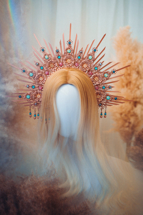 Rose gold crown, Halo Crown, Halo Headpiece, Halo Headband, Halo Headlights, Headpiece, Wedding Crown, Bridal crown, Bridal headpiece, Boho