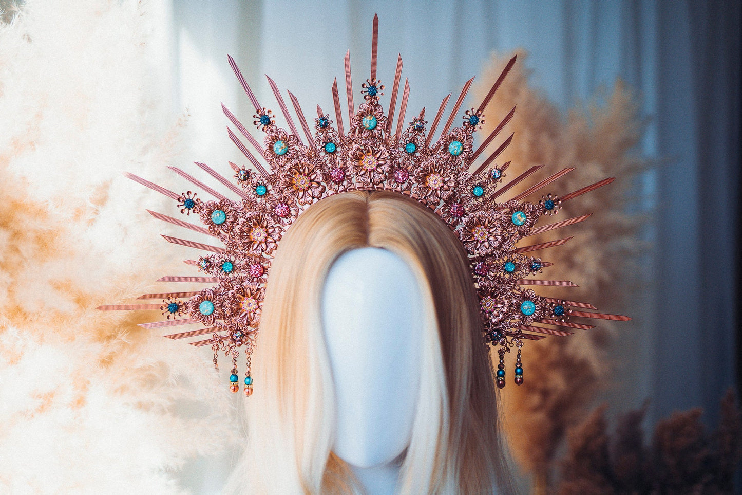 Rose gold crown, Halo Crown, Halo Headpiece, Halo Headband, Halo Headlights, Headpiece, Wedding Crown, Bridal crown, Bridal headpiece, Boho