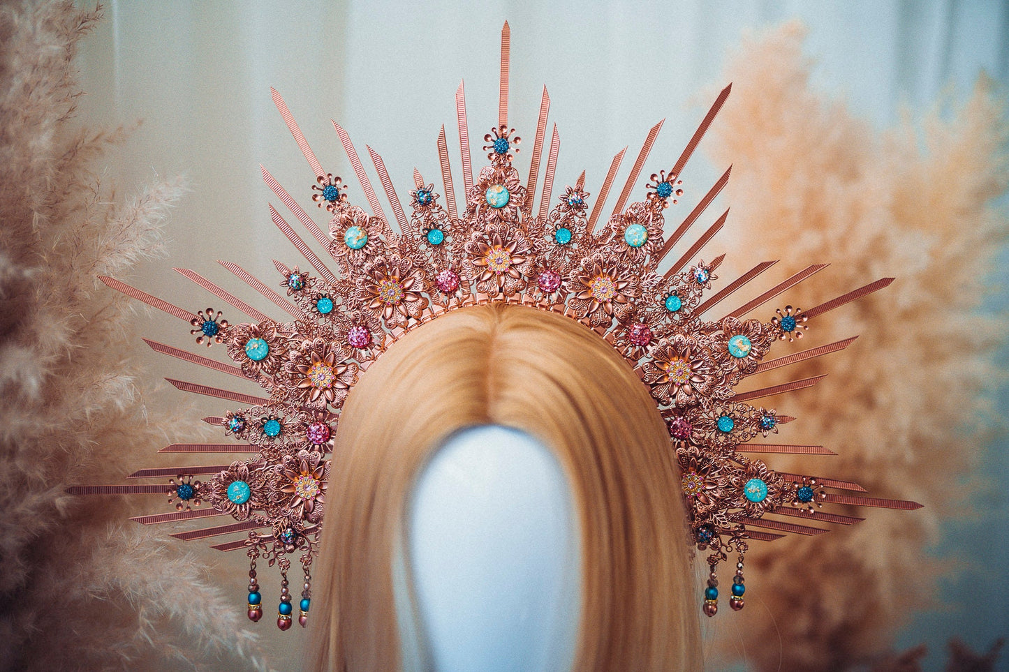 Rose gold crown, Halo Crown, Halo Headpiece, Halo Headband, Halo Headlights, Headpiece, Wedding Crown, Bridal crown, Bridal headpiece, Boho