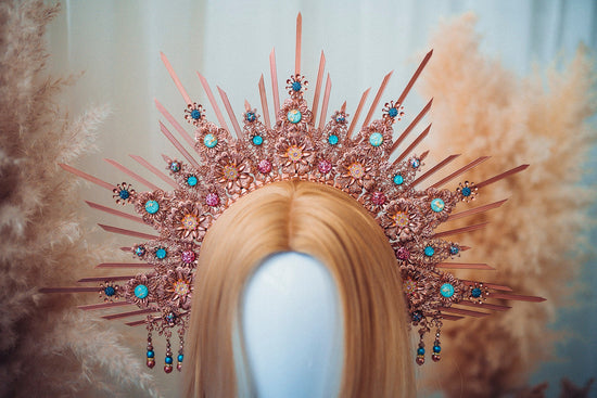 Rose gold crown, Halo Crown, Halo Headpiece, Halo Headband, Halo Headlights, Headpiece, Wedding Crown, Bridal crown, Bridal headpiece, Boho