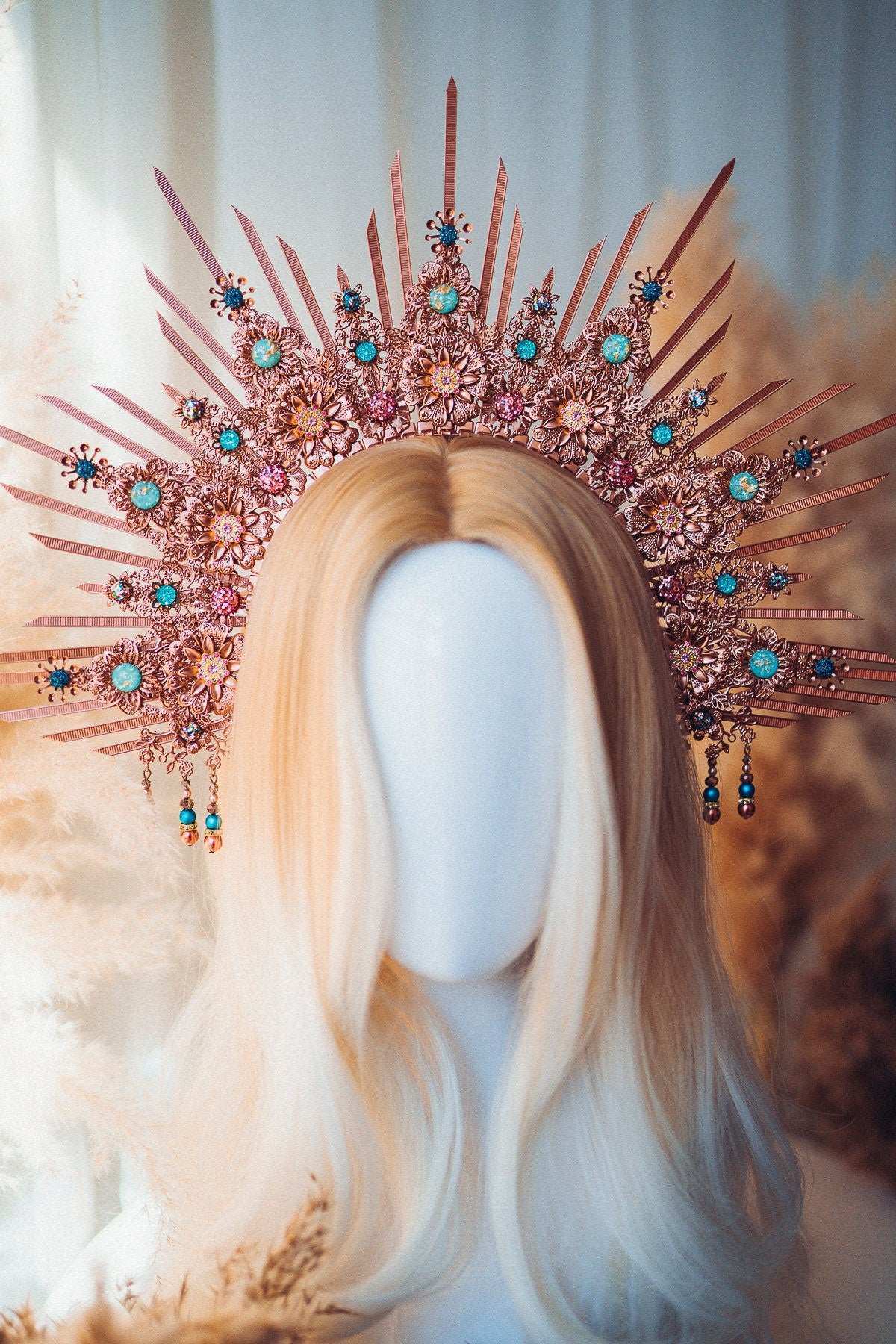 Rose gold crown, Halo Crown, Halo Headpiece, Halo Headband, Halo Headlights, Headpiece, Wedding Crown, Bridal crown, Bridal headpiece, Boho