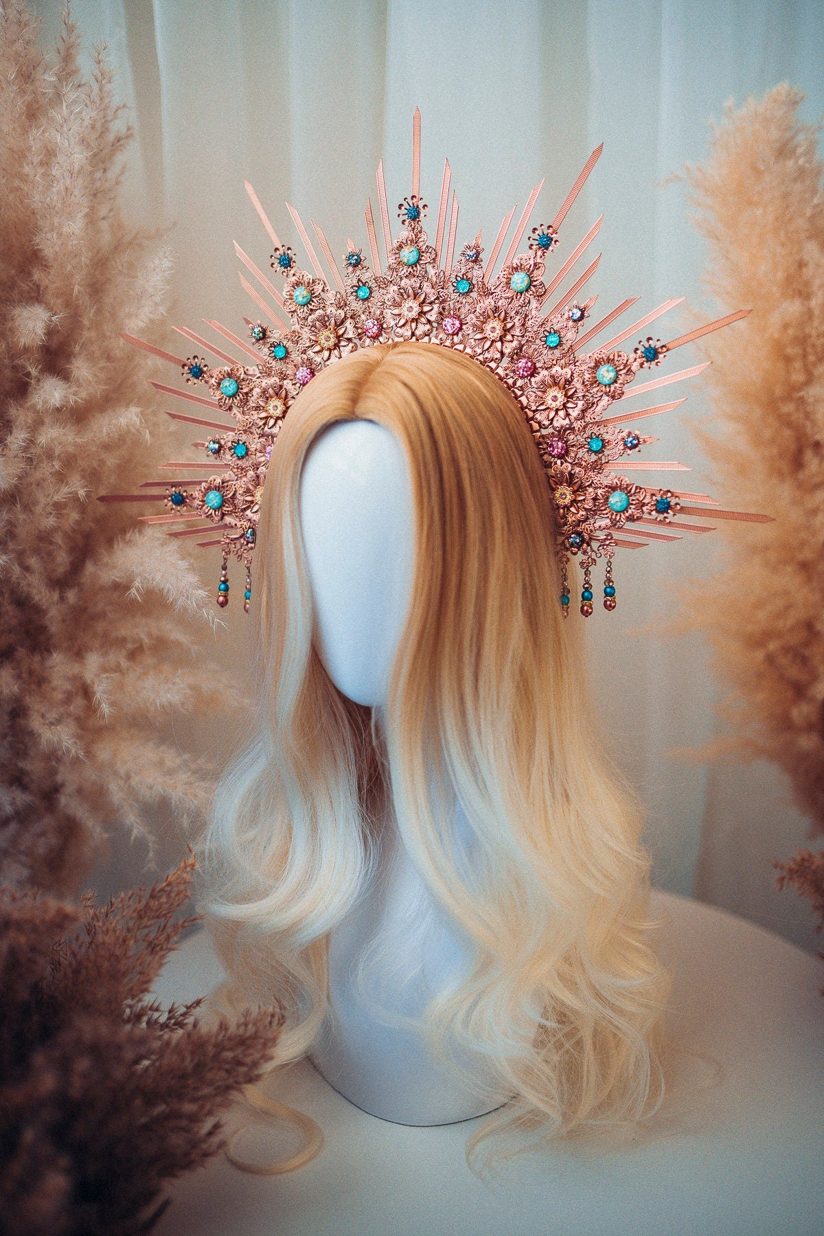 Rose gold crown, Halo Crown, Halo Headpiece, Halo Headband, Halo Headlights, Headpiece, Wedding Crown, Bridal crown, Bridal headpiece, Boho