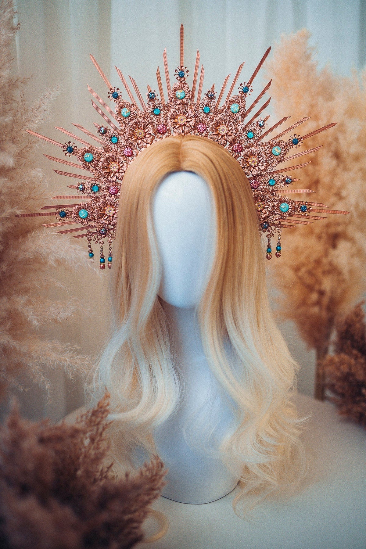 Rose gold crown, Halo Crown, Halo Headpiece, Halo Headband, Halo Headlights, Headpiece, Wedding Crown, Bridal crown, Bridal headpiece, Boho