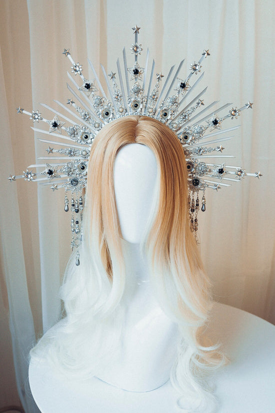 Sun crown, Moon child Halo, Halo, Halo Crown, Halo Headpiece, Halo Headband, Halo Headlights, Gold Halo, Headpiece, Wedding Crown,Boho Stars