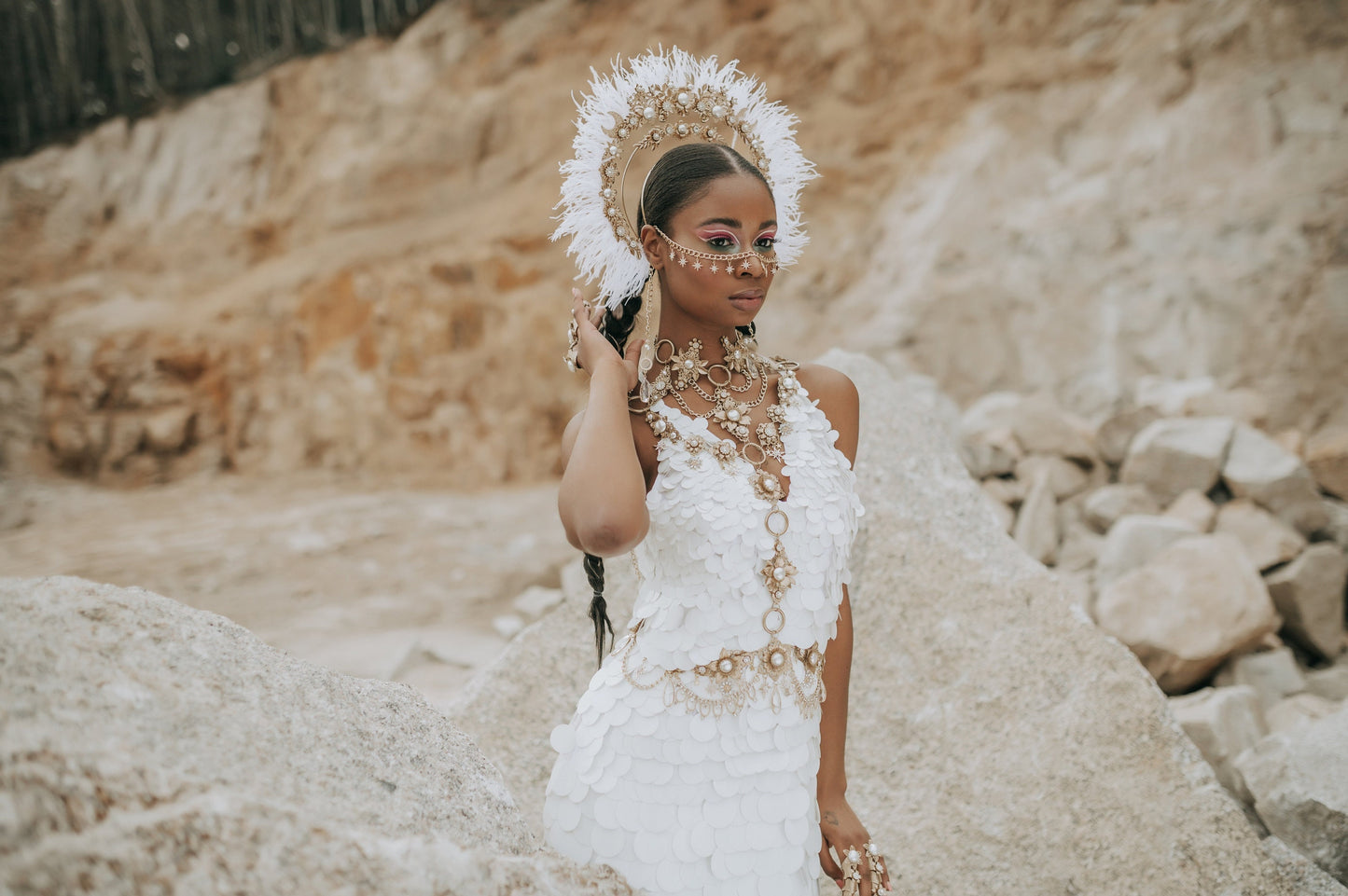 White Festival Harness, Boho Body Harness, Burning Man Outfit Harness, White Statement Body Jewelry, Boho Goddess Festival Wear