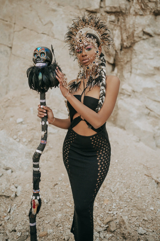 Black Gold Masquerade Mask, Gothic Halloween Mask, Dark Queen Mask, Witch Costume Mask, Festival Masquerade Headpiece