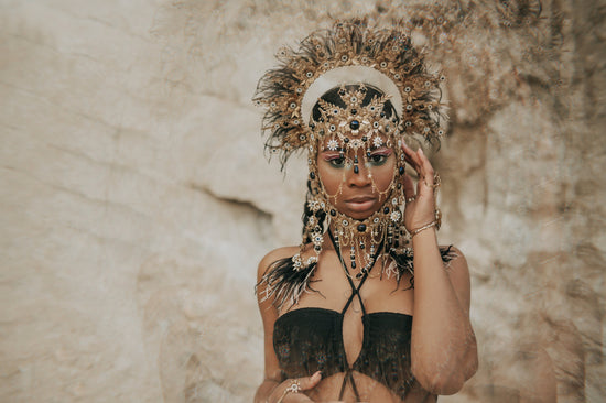 Black Gold Masquerade Mask, Gothic Halloween Mask, Dark Queen Mask, Witch Costume Mask, Festival Masquerade Headpiece