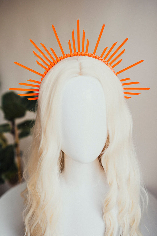 Orange Halo Crown, Lightweight Festival Headpiece, Zip Tie Costume Crown, Minimalist Statement Headband, Carnival Party Outfit