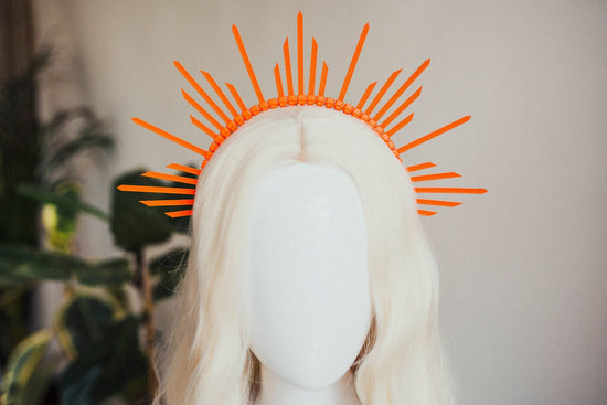 Orange Halo Crown, Lightweight Festival Headpiece, Zip Tie Costume Crown, Minimalist Statement Headband, Carnival Party Outfit