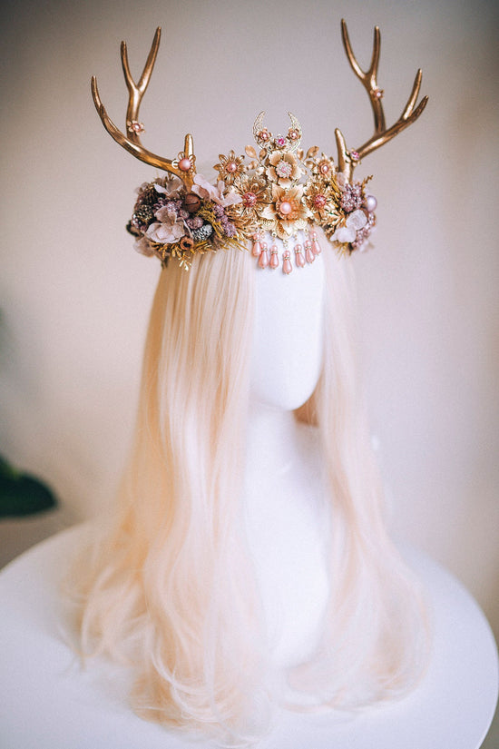 Reindeer Headband, Xmas Party, Christmas Flower Crown, Halo Headpiece, Merry Christmas, Christmas Headband, Antlers Crown, Deer Flower Crown