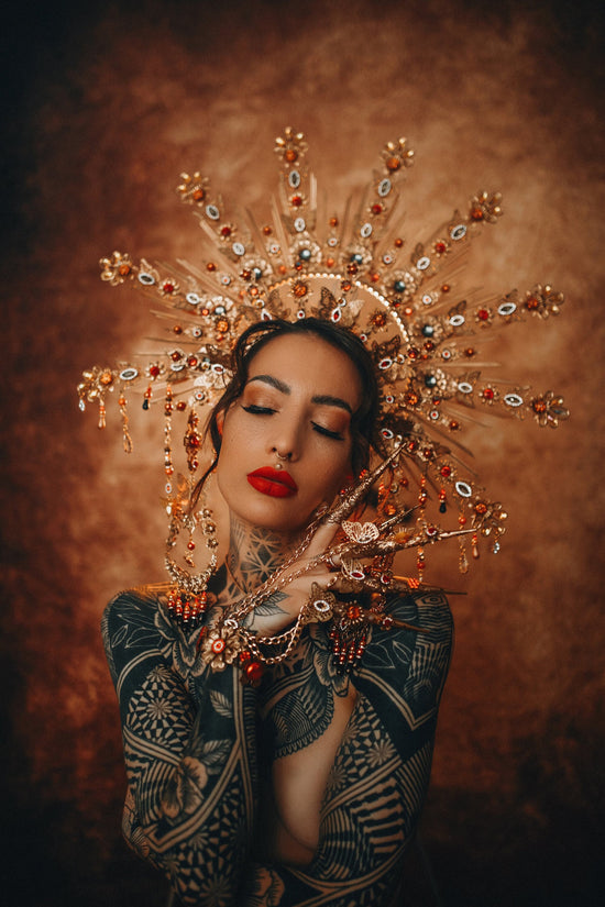 Butterfly Halo Crown, Gold Festival Tiara, Celestial Headpiece, Colorful Fairy Crown, Goddess Costume, Spring Carnival Crown, Fantasy Bridal