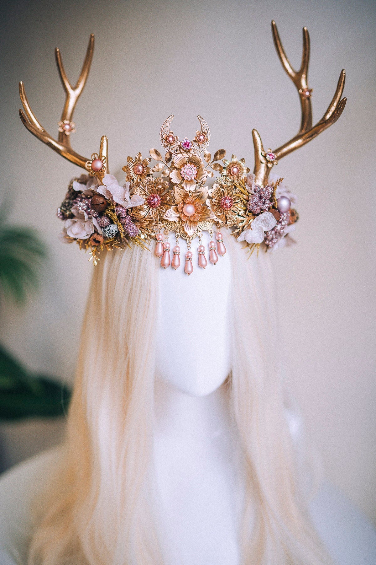 Reindeer Headband, Xmas Party, Christmas Flower Crown, Halo Headpiece, Merry Christmas, Christmas Headband, Antlers Crown, Deer Flower Crown