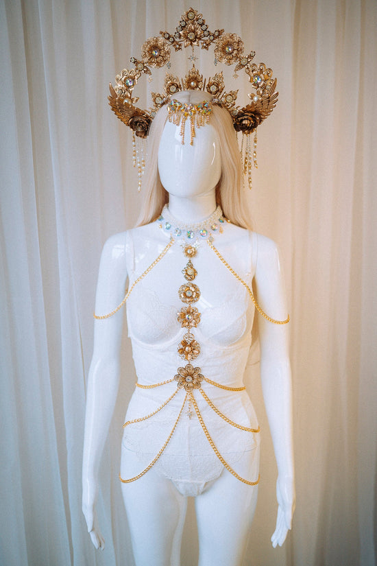 Celestial Halo Crown, Gold Angel Headpiece, Goddess Crown, Festival Halo, Fantasy Crown, Luxury Halo, Wedding Tiara, Boho Sun Crown