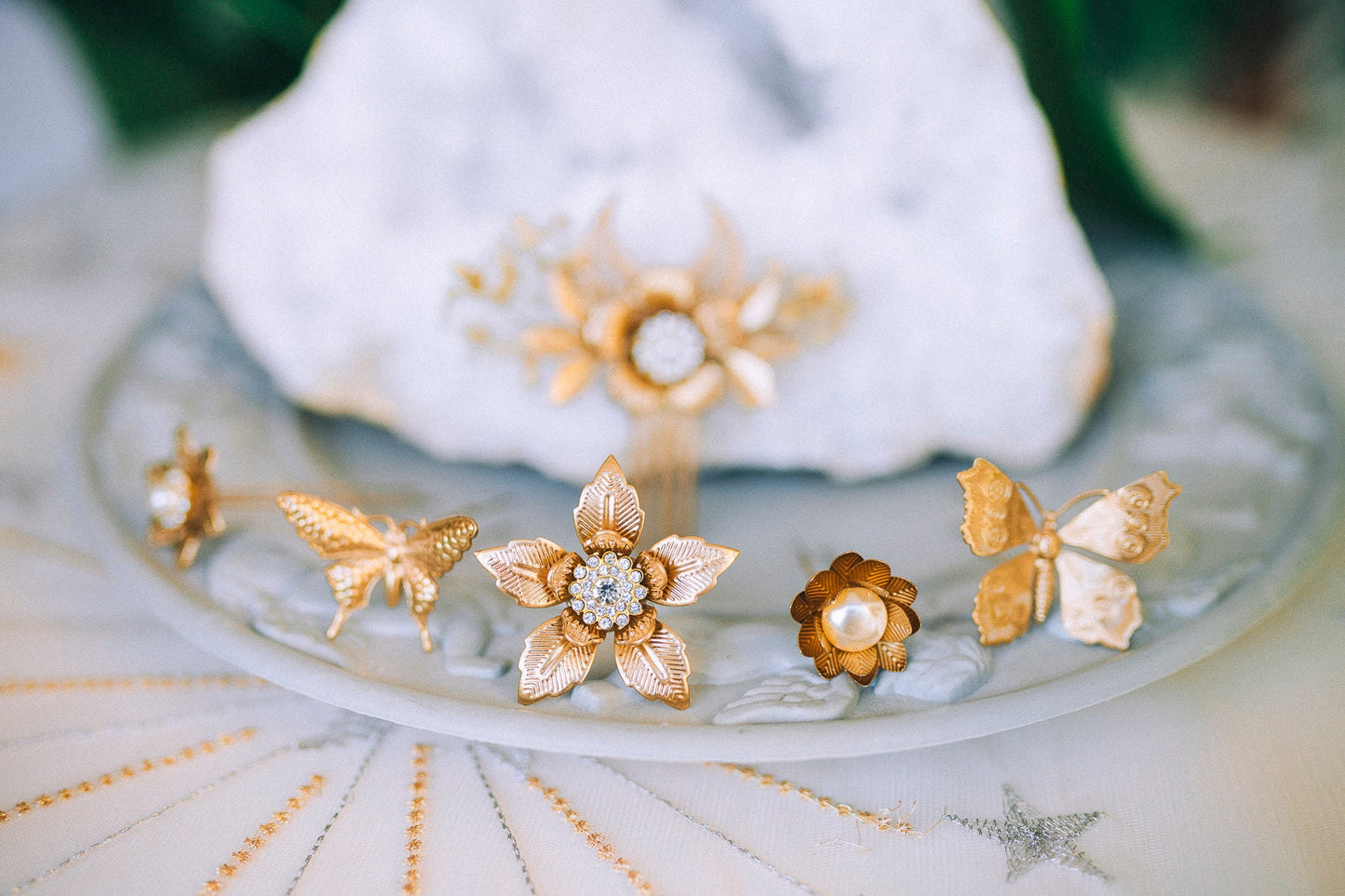 Boho Hairpins Flower Hair Comb Wedding Flowers Beige Flowers In Hair Boho Bride Dried Flower Crown Boho Chic Style Flower Hairpins