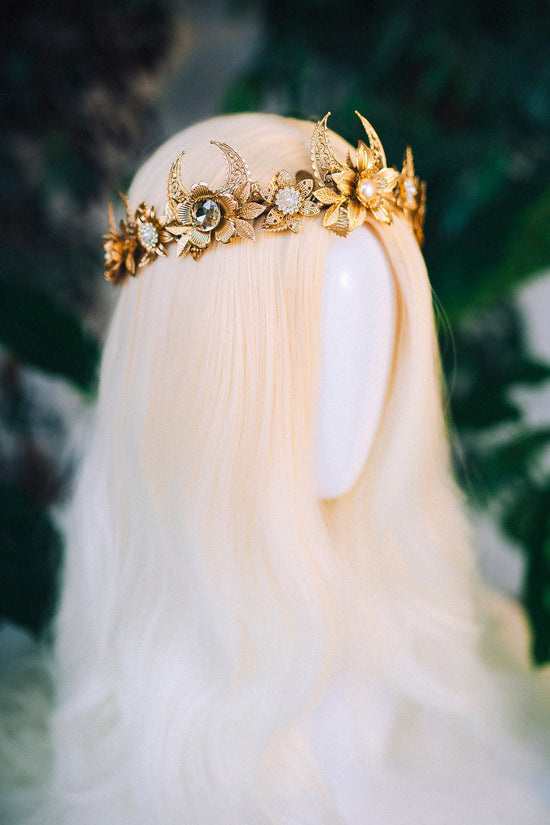 Gold Boho Tiara & Rose Gold Boho Wedding Crown, Bohemian Bridal Headpiece, Festival Bride Crown, Boho Bride Headpiece, Bridal