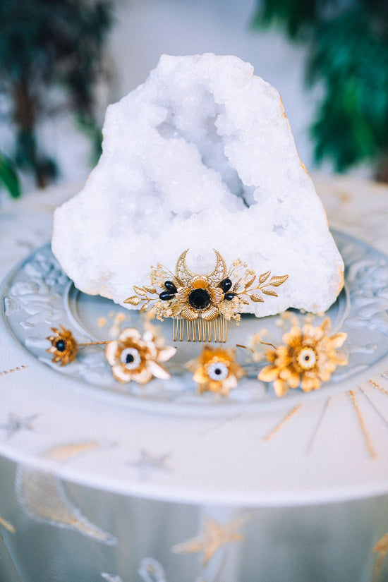 Boho Flower Hairpins Flower Hair Comb Prom Accessories Crystal Bridal Headpiece Prom headpiece Dried flower Hairpins Boho hair