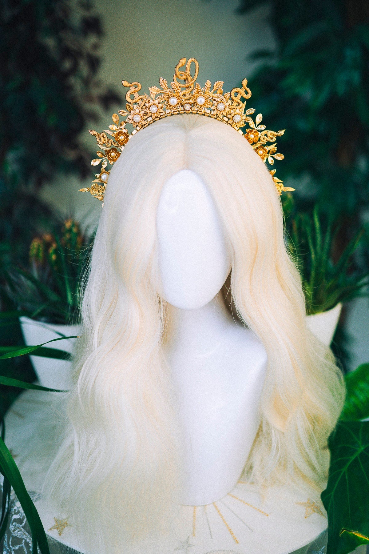 Golden Serpent Crown, Mystical Goddess Tiara, Snake Halo Crown, Occult Wedding Headpiece, Festival Tiara,Celestial Serpent Crown for Rituals