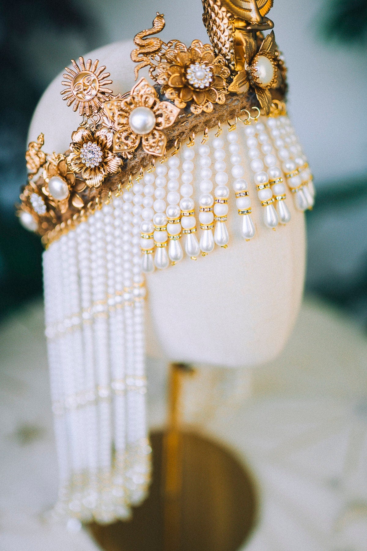 Cleopatra Pearl Crown, Egyptian Queen Crown, Festival Headpiece, Carnival Cleopatra Crown, Luxury Carnival Crown, Halloween Cleopatra Crown