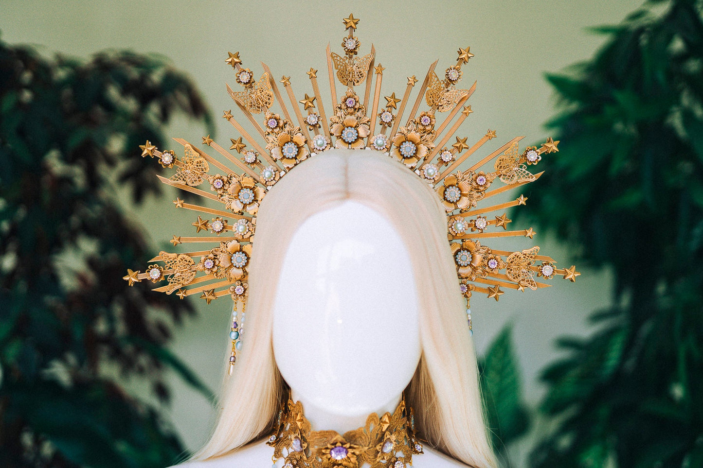 Necklace Blue necklace Gold harness Jewellery Jewelry Star jewellery Burning man Festival fashion Rave Fairy necklace Accessories Photo prop