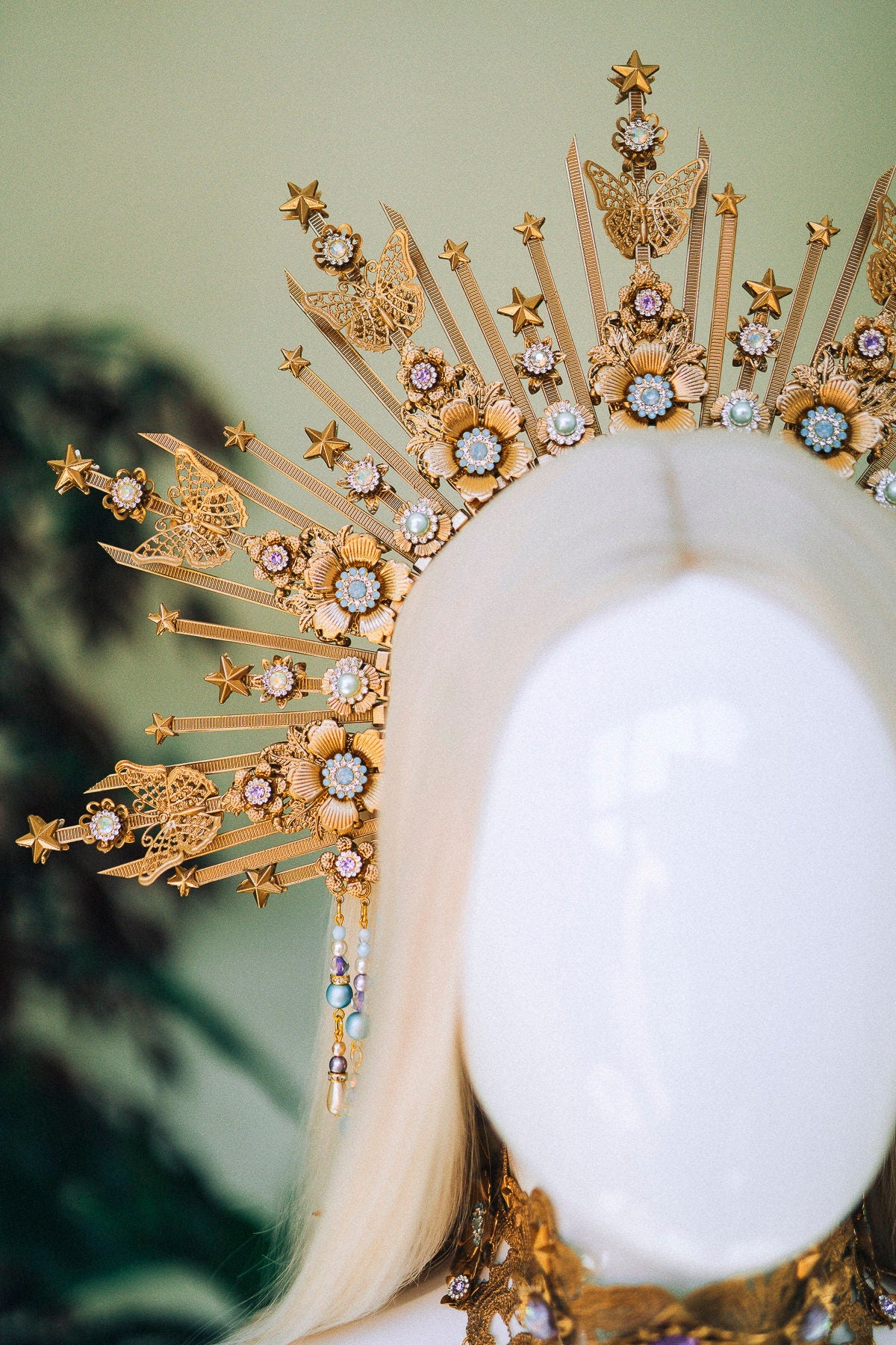 Necklace Blue necklace Gold harness Jewellery Jewelry Star jewellery Burning man Festival fashion Rave Fairy necklace Accessories Photo prop