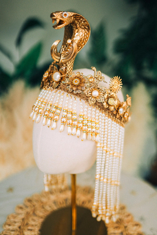 Cleopatra Pearl Crown, Egyptian Queen Crown, Festival Headpiece, Carnival Cleopatra Crown, Luxury Carnival Crown, Halloween Cleopatra Crown