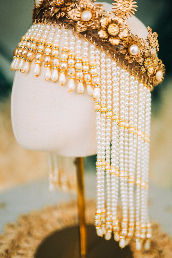 Cleopatra Pearl Crown, Egyptian Queen Crown, Festival Headpiece, Carnival Cleopatra Crown, Luxury Carnival Crown, Halloween Cleopatra Crown