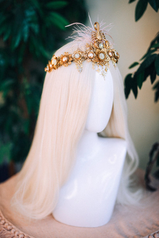 Scorpio crown, Zodiac Sign crowns, Zodiac jewellery, Scorpio crown, Flower crown, Birthday crown, Gold crown, Halloween costume